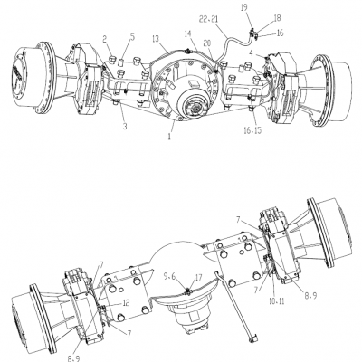 253007968 Передний ведущий мост для фронтального погрузчика LW600KN
